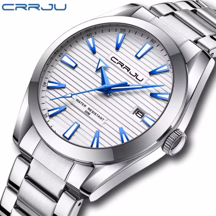CRJJU 5006 Watches Men Simple Fashion Design Stainless Steel Quartz Silver