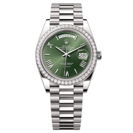 Rolex Day-Date 36 NDay-Date Olive Green Dial White Gold