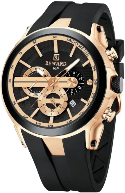 Reward Black Silicone Band Quartz Watch