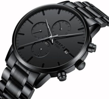 NIBOSI Men's Watches Analog Minimalist Black Dial Watches