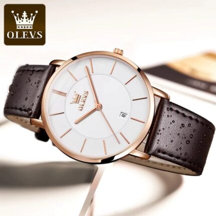 Olevs 5869 Quartz leather with date
